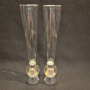 Bloomingdale's New York City Snow Globe Millineum Champagne Flutes ~ Set Of 2